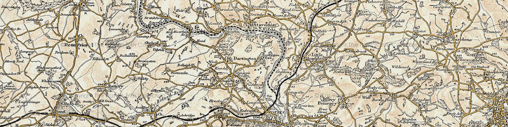 Old map of Dartington in 1899