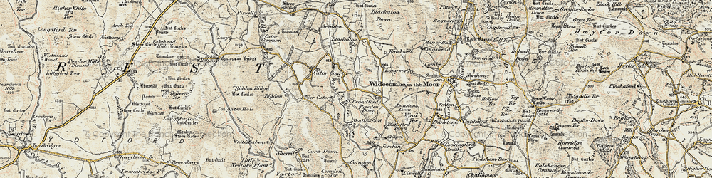 Old map of West Webburn River in 1899-1900