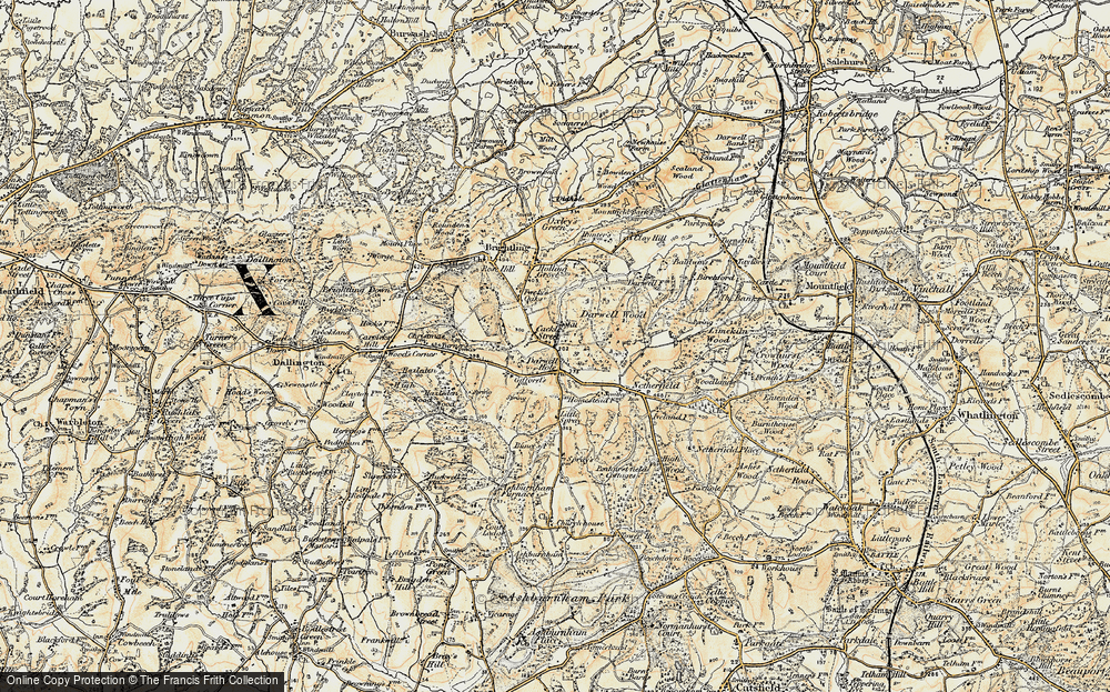 Old Map of Darwell Hole, 1898 in 1898