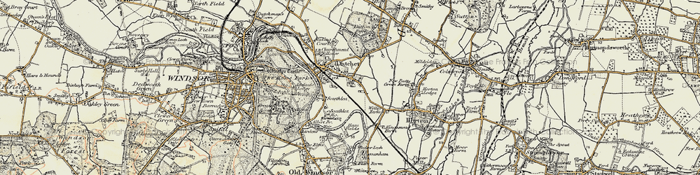 Old map of Datchet Common in 1897-1909