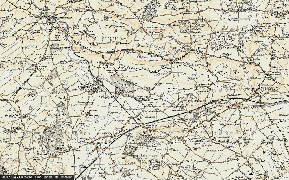 Old Map of Historic Map covering Brinkworth Brook in 1898-1899