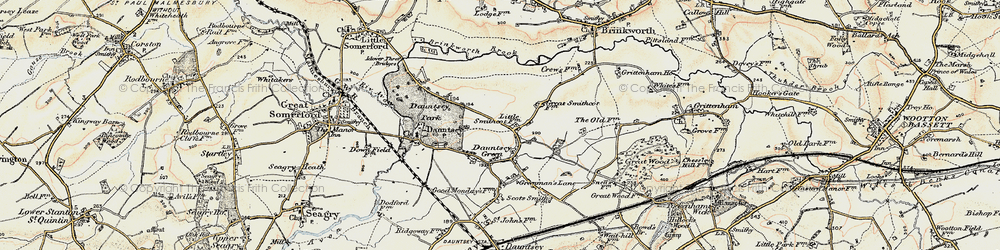 Old map of Dauntsey in 1898-1899