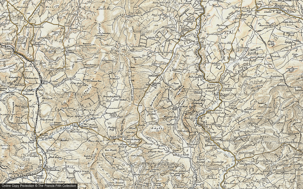 Old Map of Historic Map covering Brondre Fawr in 1901-1903