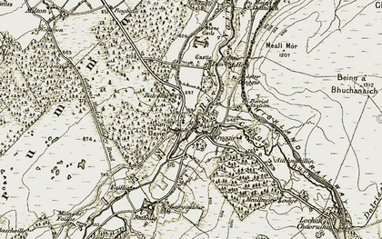 Old map of Daviot in 1908-1912