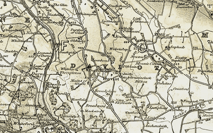 Old map of Daviot in 1909-1910