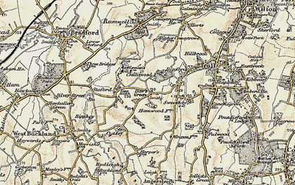 Old map of Daw's Green in 1898-1900