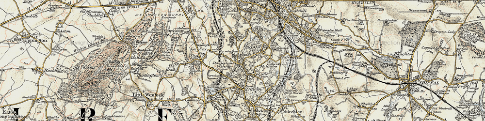 Old map of Dawley Bank in 1902