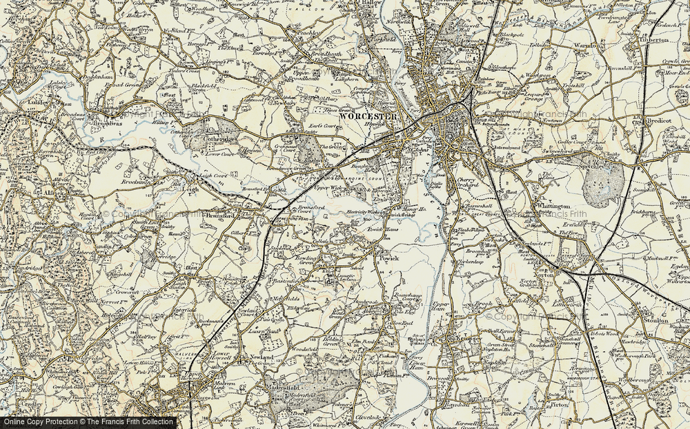 Old Map of Historic Map covering Bransford Court in 1899-1901