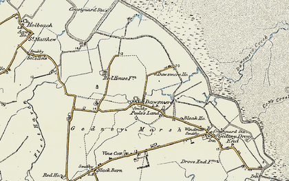Old map of Dawsmere in 1901-1902