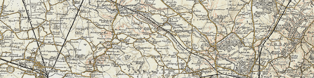 Old map of Bostock Ho in 1902-1903