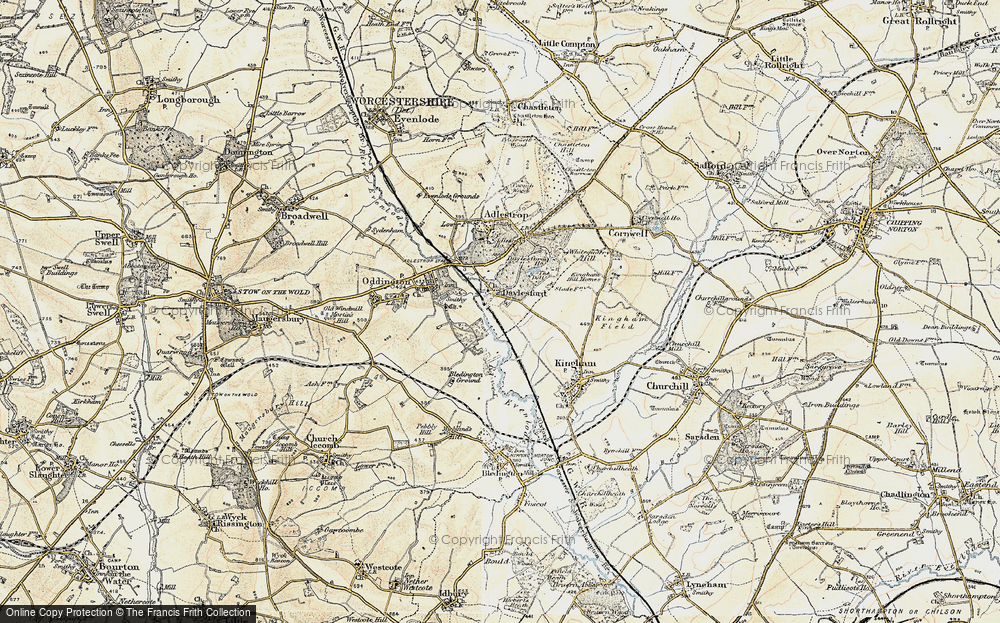 Old Map of Historic Map covering Bledington Heath in 1898-1899