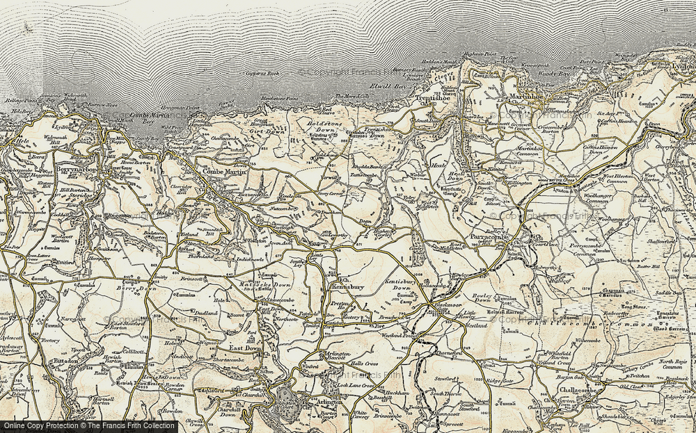 Old Map of Historic Map covering Higher Cowley in 1900