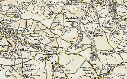 Old map of Trentishoe Manor in 1900