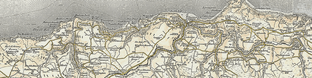 Old map of Caffyns Heanton Down in 1900