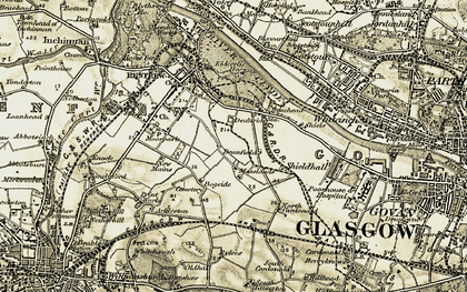 Old map of Hillington Industrial Estate in 1904-1905