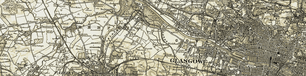 Old map of Hillington Industrial Estate in 1904-1905