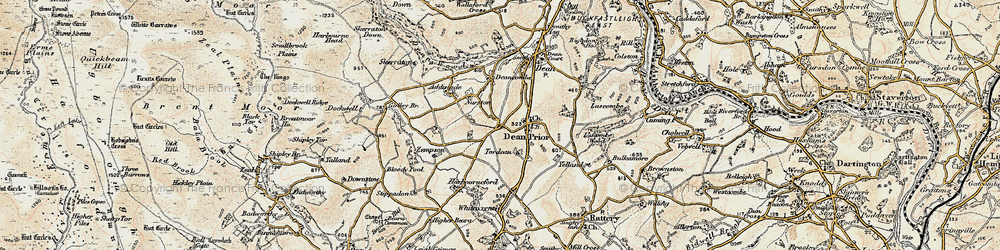 Old map of Dean Prior in 1899