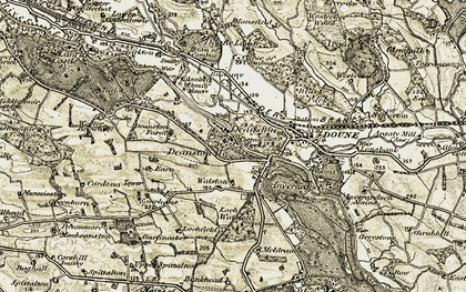 Old map of Deanston in 1904-1907