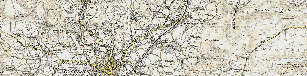 Old map of Dearnley in 1903