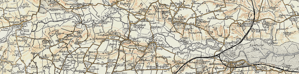Old map of Flatford Mill in 1898-1899
