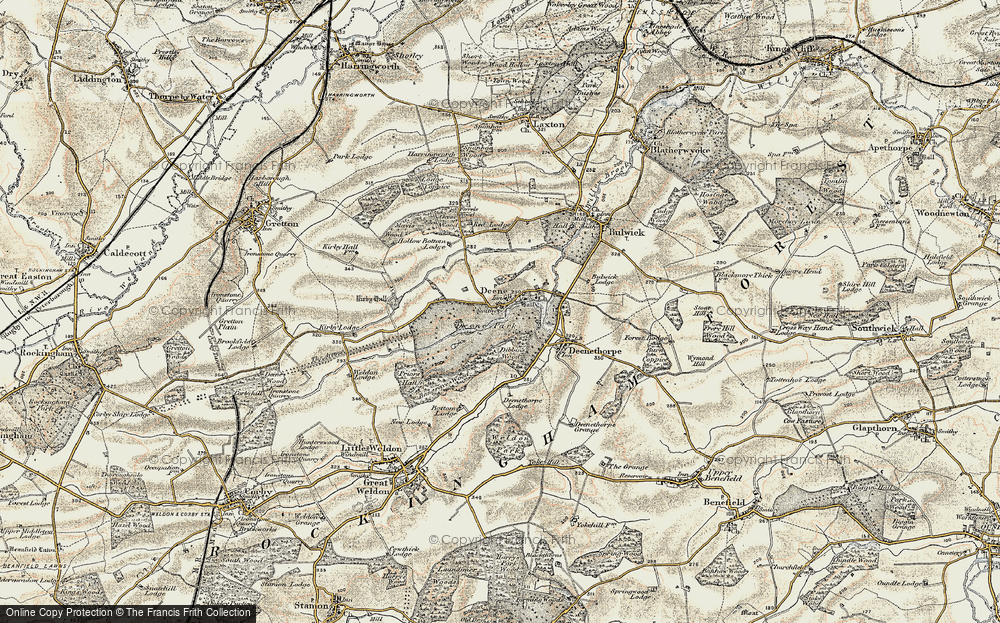 Old Map of Deene, 1901-1902 in 1901-1902