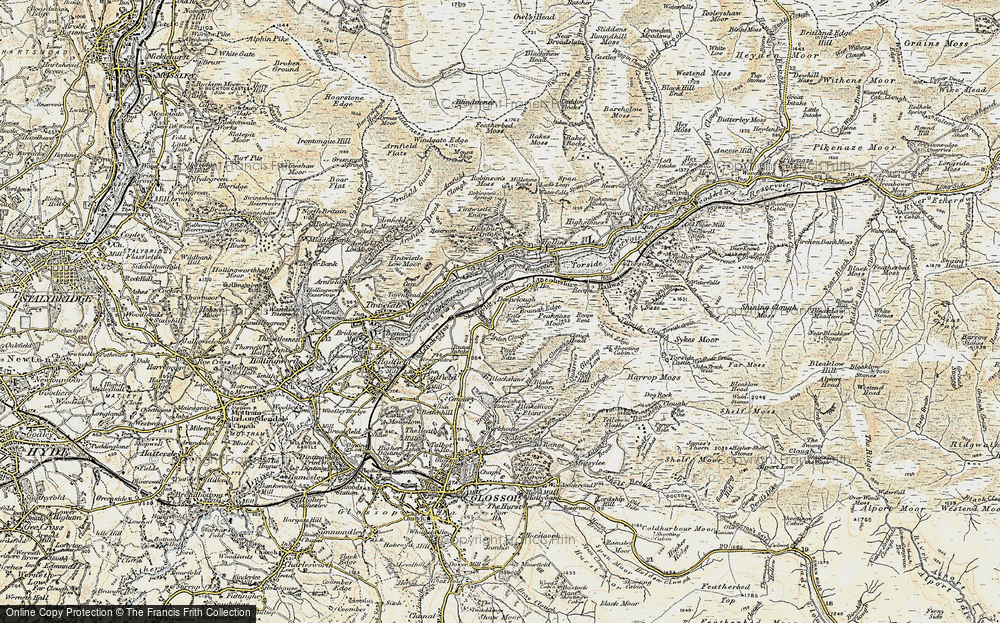 Old Map of Historic Map covering Bramah Edge in 1903
