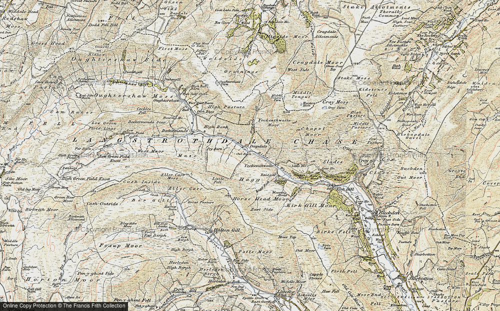 Old Map of Historic Map covering Langstrothdale Chase in 1903-1904