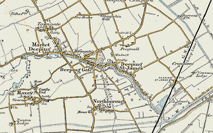 Old map of Deeping St James in 1901-1902