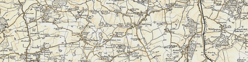 Old map of Deer's Green in 1898-1899