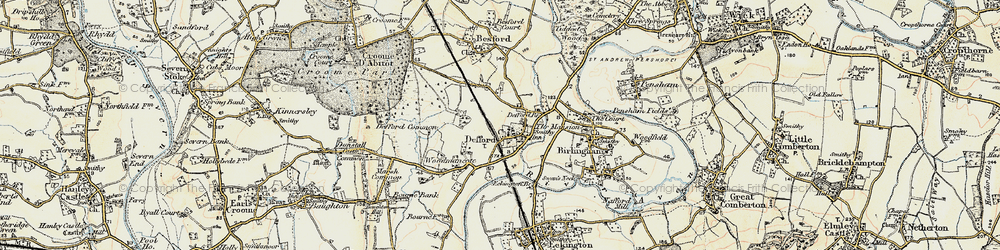 Old map of Defford in 1899-1901