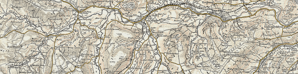 Old map of Defynnog in 1900-1901