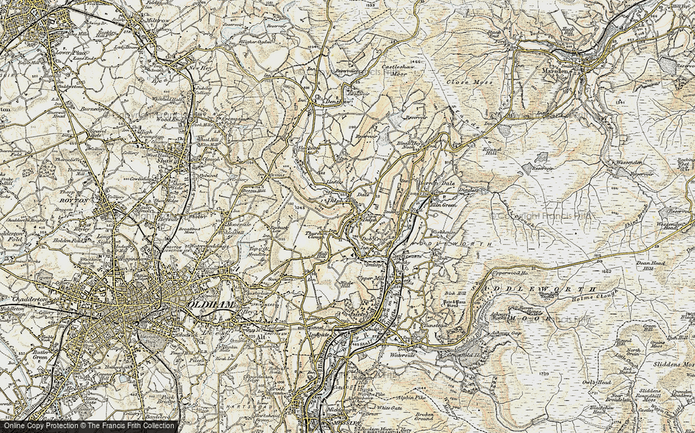 Old Map of Delph, 1903 in 1903