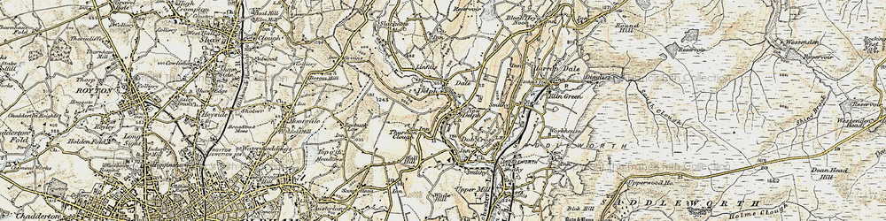 Old map of Delph in 1903