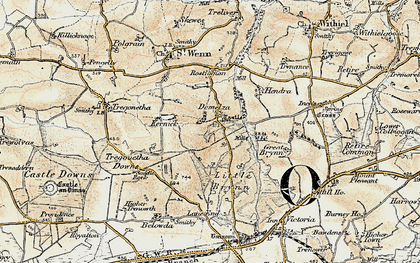 Old map of Belowda Beacon in 1900