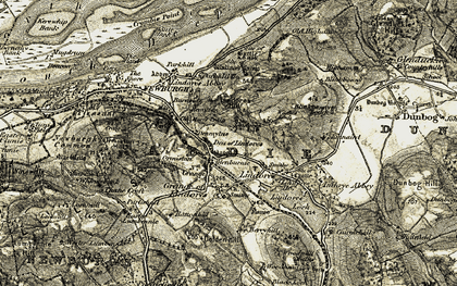 Old map of Braeside of Lindores in 1906-1908