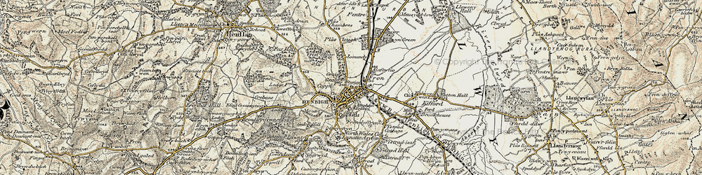 Old map of Denbigh in 1902-1903