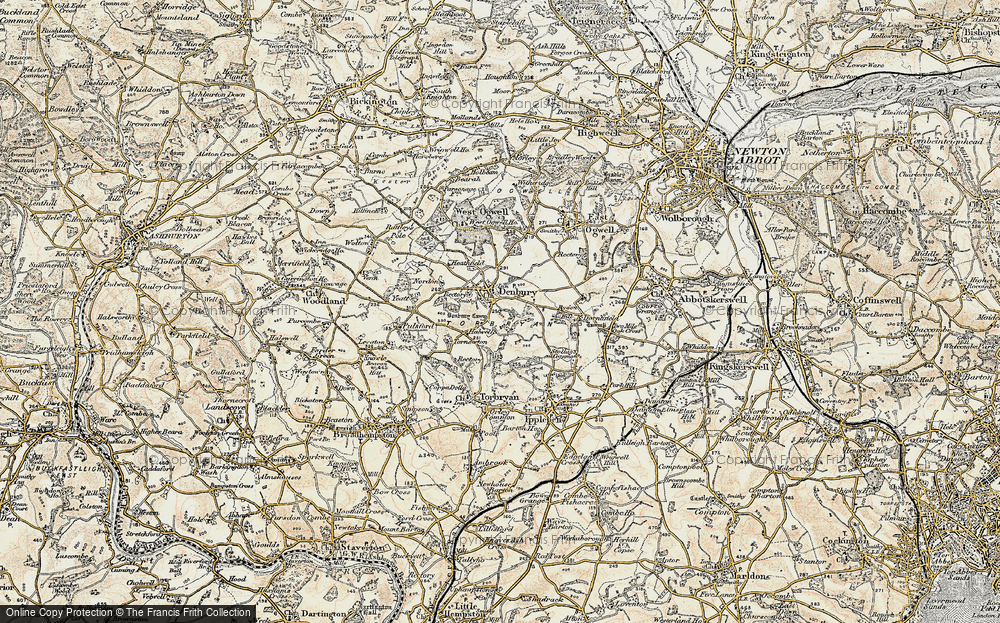 Old Map of Denbury, 1899 in 1899