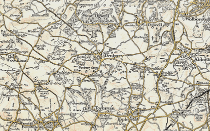 Old map of Denbury in 1899