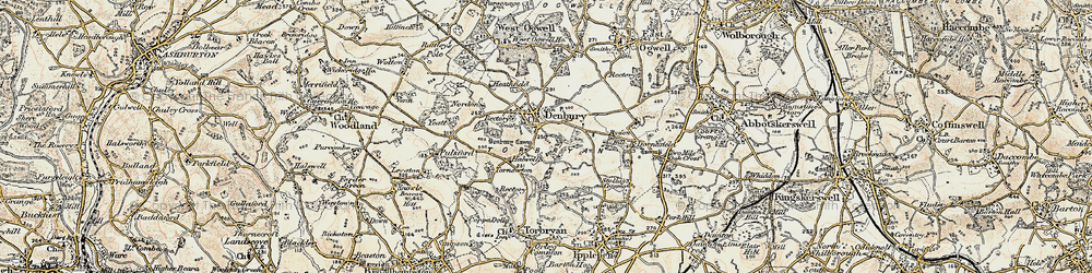 Old map of Denbury in 1899