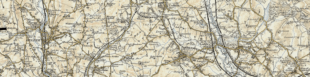 Old map of Denby Common in 1902