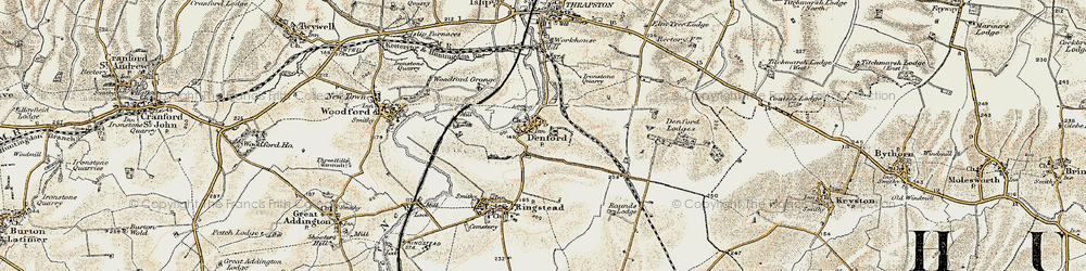 Old map of Denford in 1901-1902