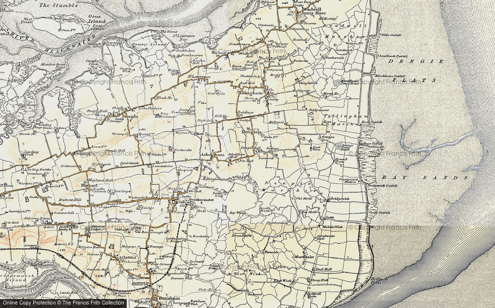 Old Map of Historic Map covering Asheldham Brook in 1898