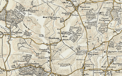 Old map of Denham Castle in 1899-1901
