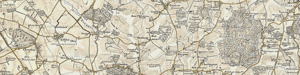 Old map of Denham Castle in 1899-1901