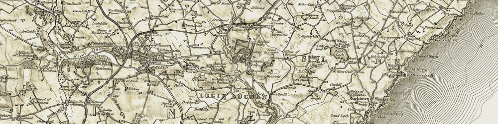 Old map of Kirkton of Logie Buchan in 1909-1910