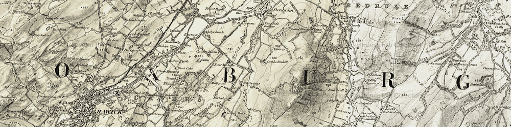 Old map of Denholmhill in 1901-1904