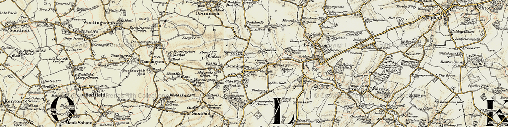 Old map of Dennington in 1901