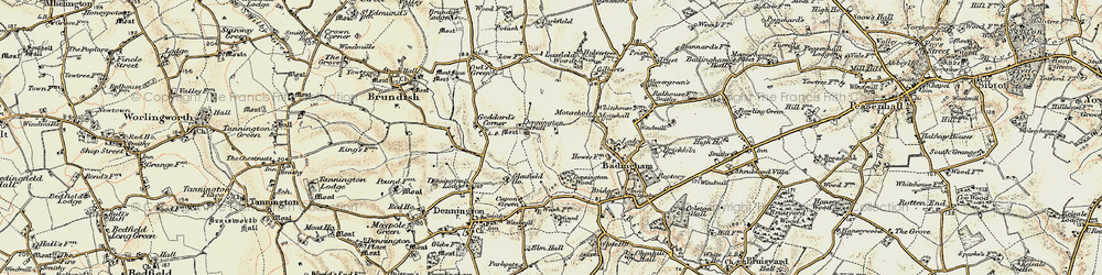 Old map of Badingham in 1901