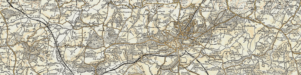 Old map of Denny Bottom in 1897-1898