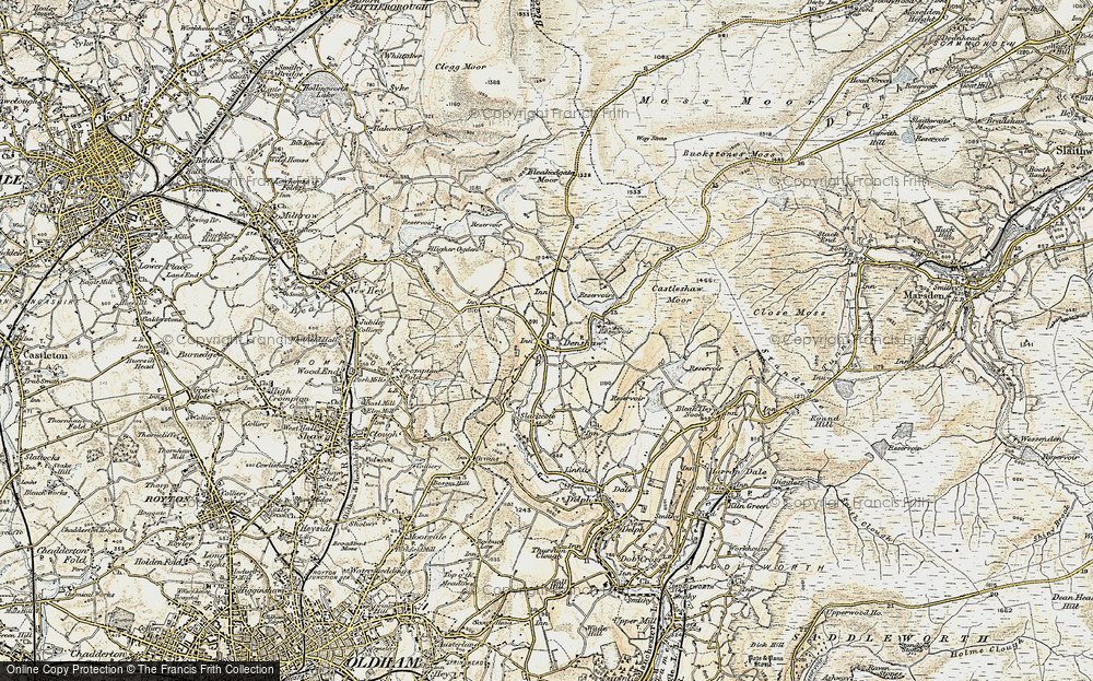 Old Map of Denshaw, 1903 in 1903